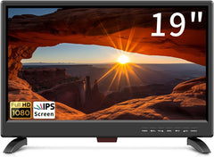 TV 19 Pouces,Full HD 1080P LED avec Récepteur Numérique T2/H.256 DTT Freeview, 12v avec HDMI USB et entrée RCA VGA,Convient pour la Chambre,la Cuisine,Camping Car (1920 * 1080)