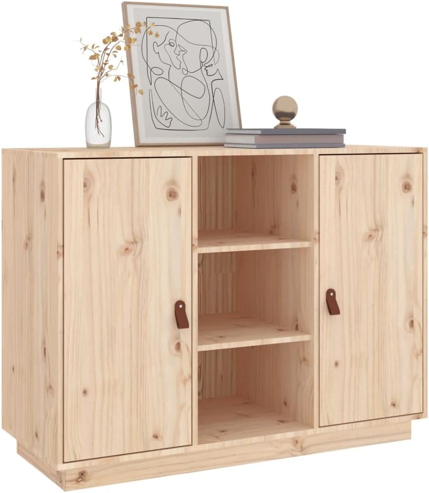 vidaXL Buffet, Armoire Latérale avec Compartiment, Placard avec Porte, Meuble de Rangement Salon Salle de Séjour, Moderne, Marron Bois Massif de Pin