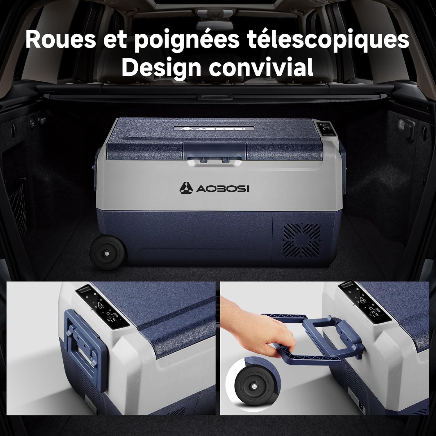 AAOBOSI Glaciere a Compression 36l, Glaciere Electrique Double Zone WiFi APP, 12 V/24 V et 100-240 V Frigo Camping, -20 ℃ à 20 ℃, pour Voiture, Camion, Bateau, Camping, Car, Caravanes,Voyageant,Maison
