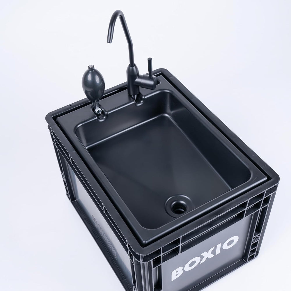 - Wash: Lavabo Mobile avec Pompe à Main - vier Camping Car,Van,Camping,Jardin | vier avec Bac,Robinet en Plastique,Noir -