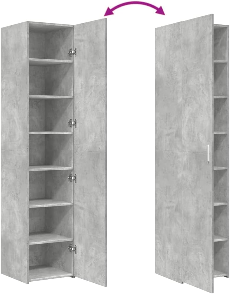 vidaXL Buffet Haut Gris béton 40x42,5x185 cm Bois d'ingénierie, Buffet, Armoire de Rangement, Panneau latéral, Armoire, Armoire latérale