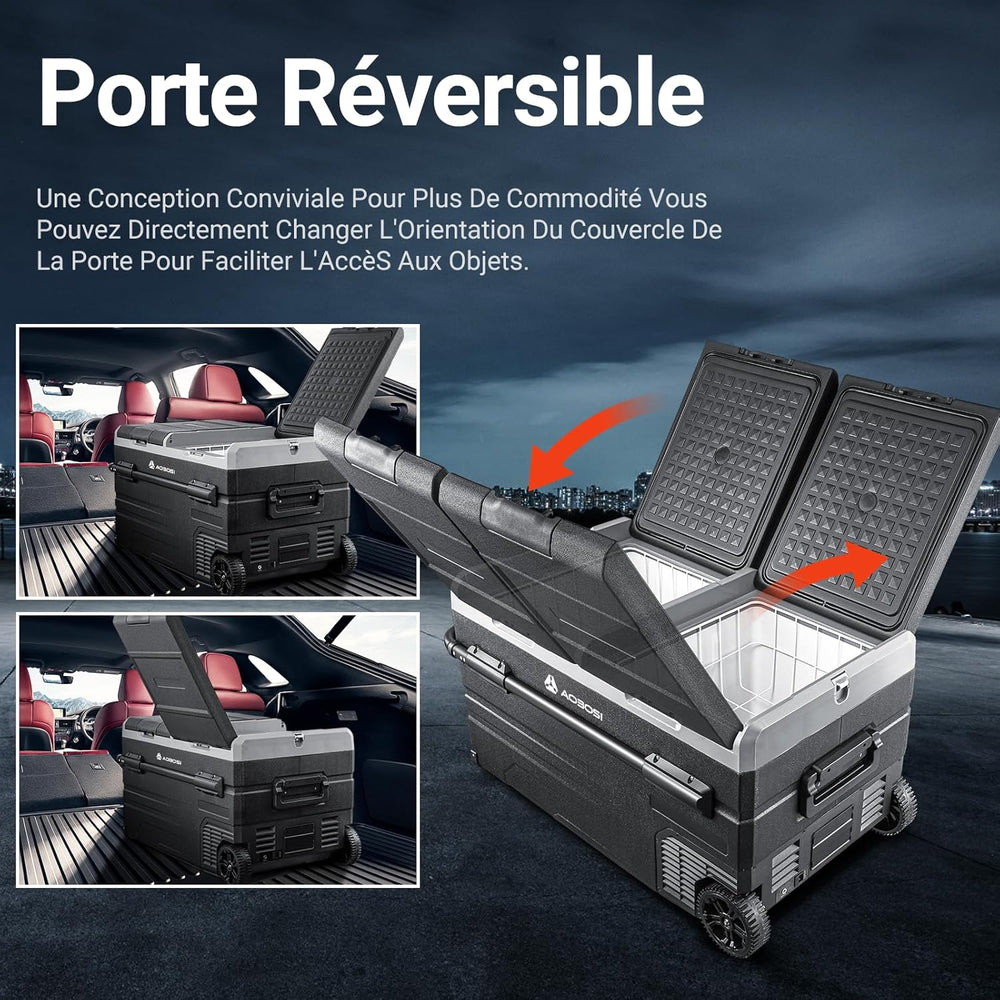 115L Glaciere Electrique Double Zone,Glaciere a Compression WiFi APP,12 V/24 V et 100-240 V Frigo Camping,-20 à 20 pour Voiture,Camion,Bateau,Camping,Car,Caravanes,Voyageant,Maison