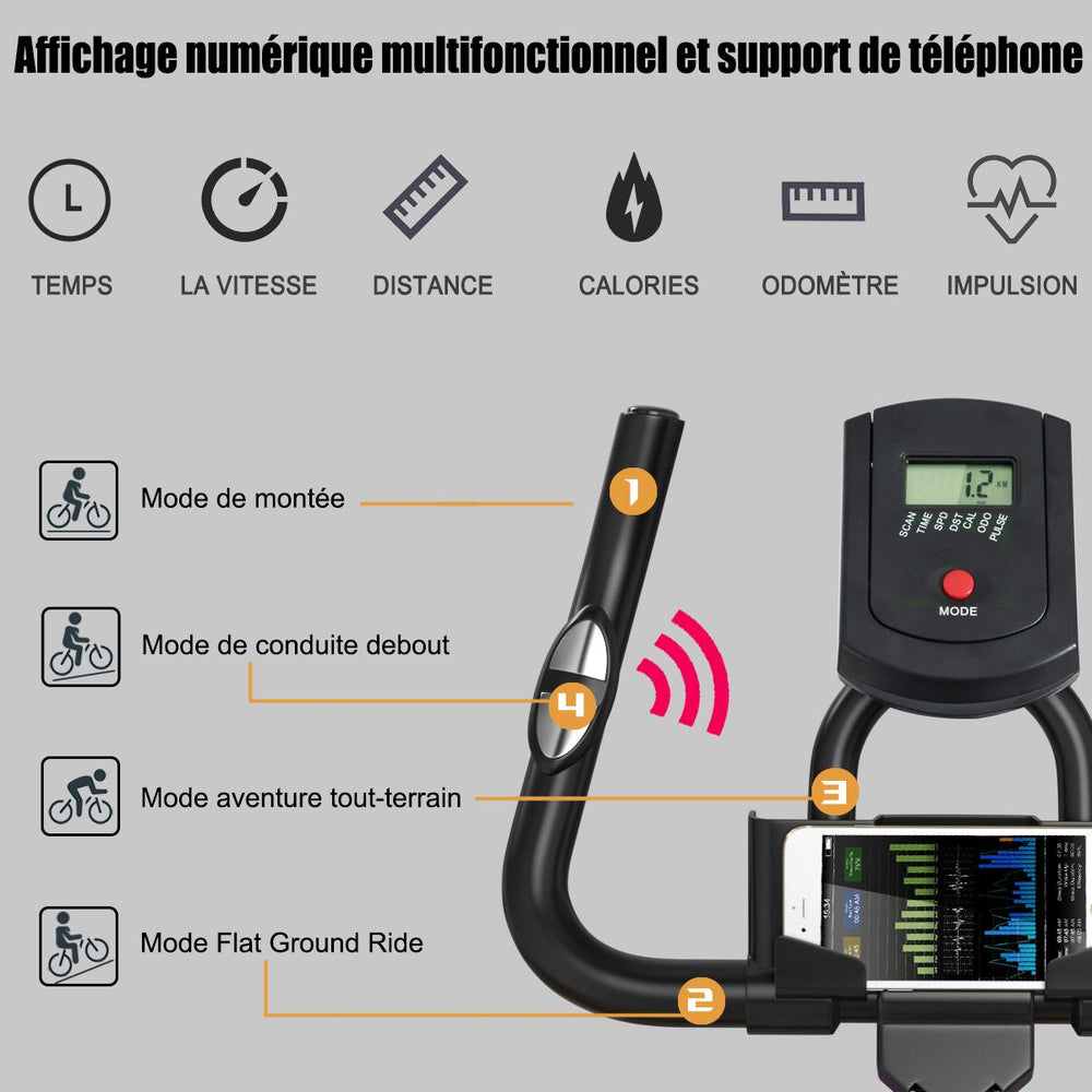 Vlo d檃ppartement silencieux avec roue et guidon en acier -