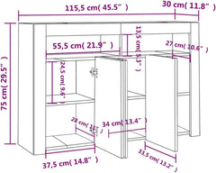 vidaXL Buffet avec Lumières LED, Meuble de Rangement, Armoire de Rangement, Organisateur de Salon Salle de Séjour Intérieur, Gris Béton