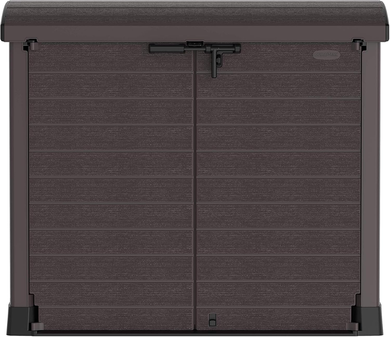 Duramax StoreAway 1200L Plastic Garden Shed/ Flat Lid,Outdoor Storage Shed,Wheelie Bin Hideaways,Wheelie bin box,Durable Construction,Ideal for Bikes,BBQs & 2x 240L Bins,145x85x125 cm,Brown