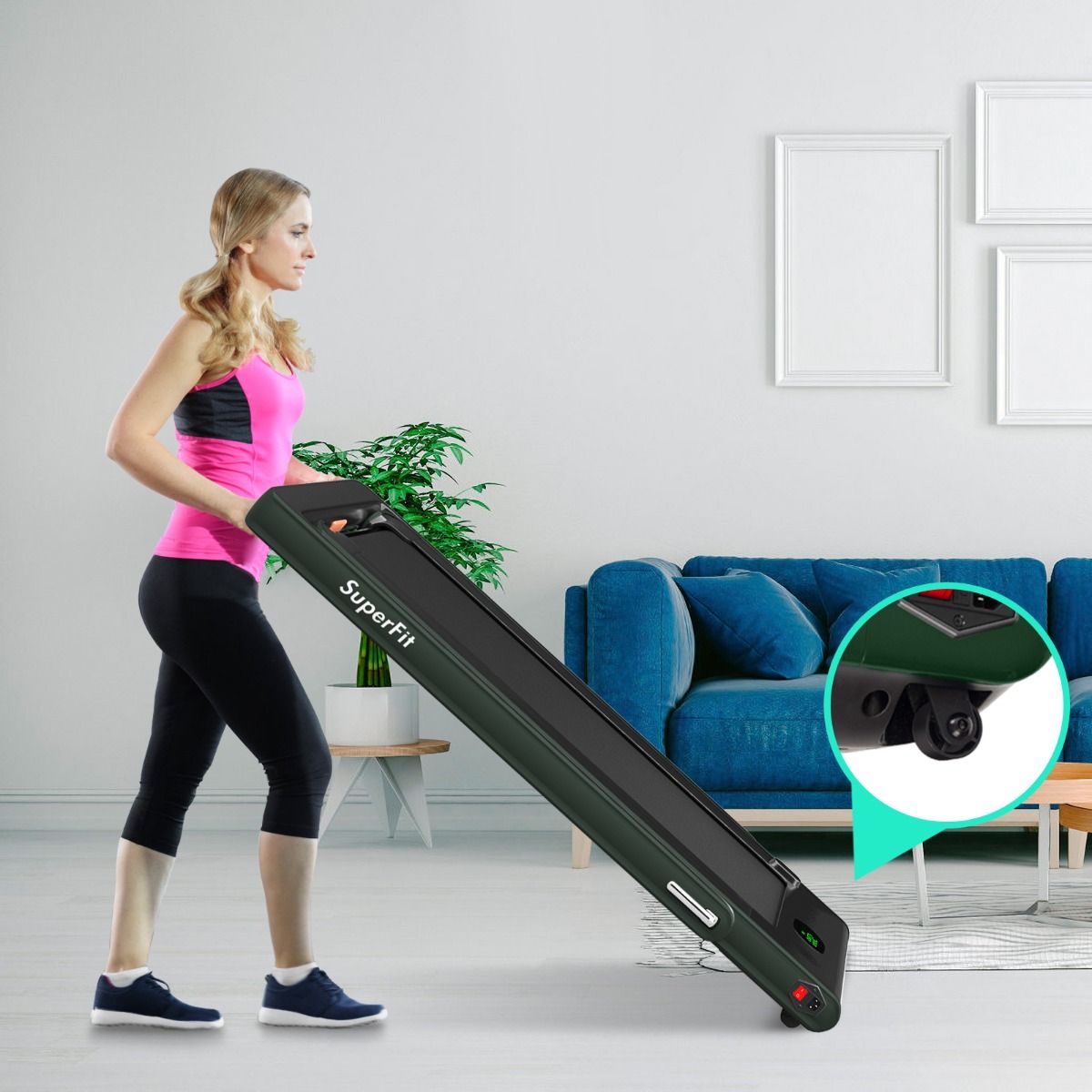 2 en 1 Tapis de Course Electrique Pliable 1  12 Km/H avec Haut-parleur Bluetooth Tlcommande Moteur 0,75HP Vert/Blanc/Noir/Rouge/Or/Noir et Argent/Bleu -