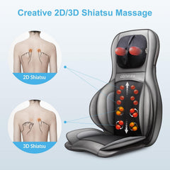 COMFIER Siège Massant Shiatsu pour Dos & Cou - Masseur de Dos Complet à Pétrir 2D/3D avec Chaleur et Compresse réglable, Fauteuil Massant pour hanche/nuque/dos, Masseur Complet du Corps