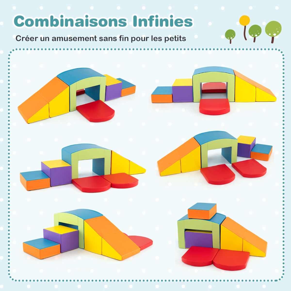 6 Blocs d橢scalade en Mousse Jeu d橢scalade pour Tout-Petits Jeu d橝ctivit d橢scalade Color Tunnel Escaliers et Rampe pour 12+ Mois Color/Bleu/Violet -