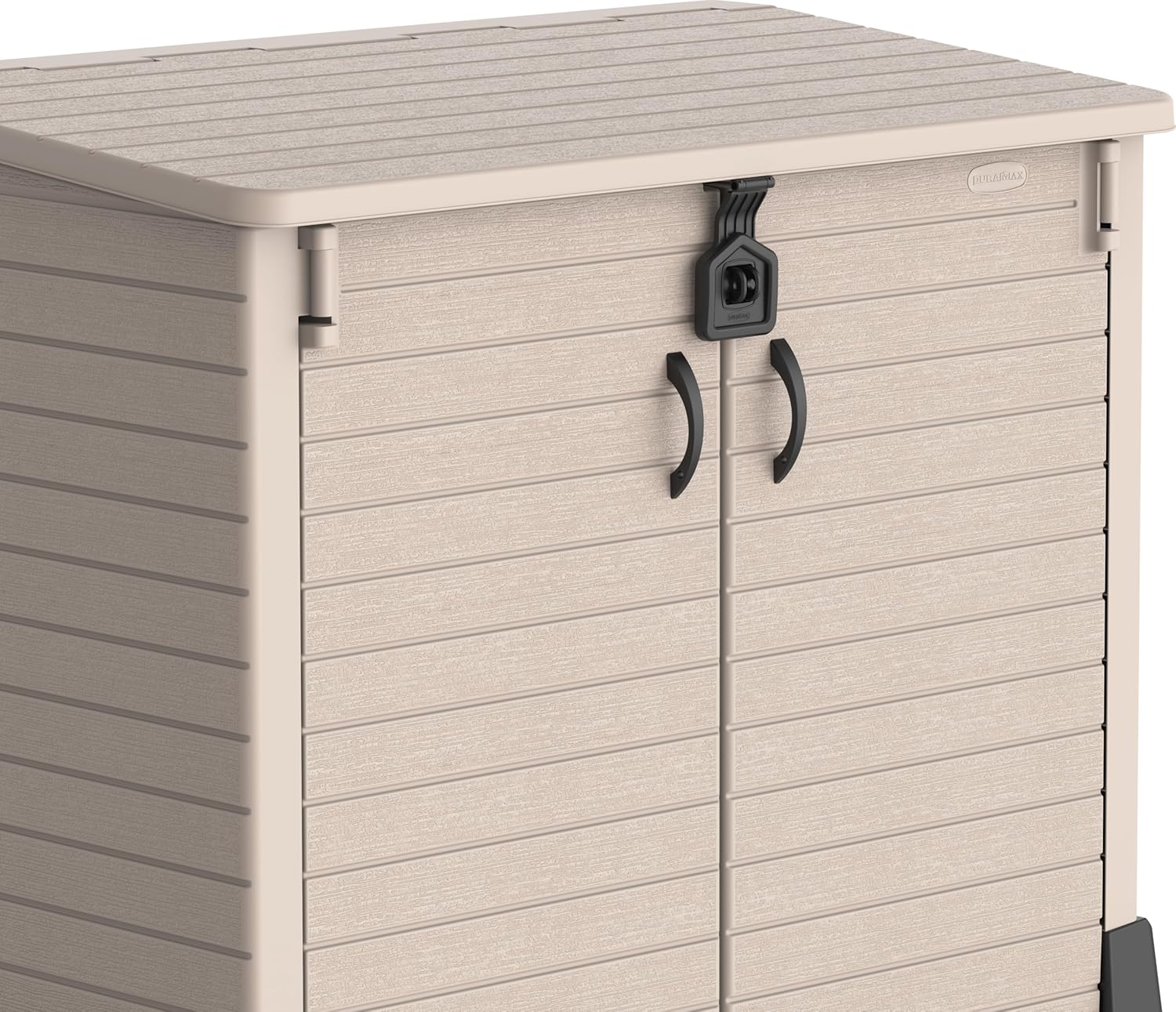 Duramax StoreAway 1200L Plastic Garden Shed/ Flat Lid,Outdoor Storage Shed,Wheelie Bin Hideaways,Wheelie bin box,Durable Construction,Ideal for Bikes,BBQs & 2x 240L Bins,145x85x125 cm,Brown