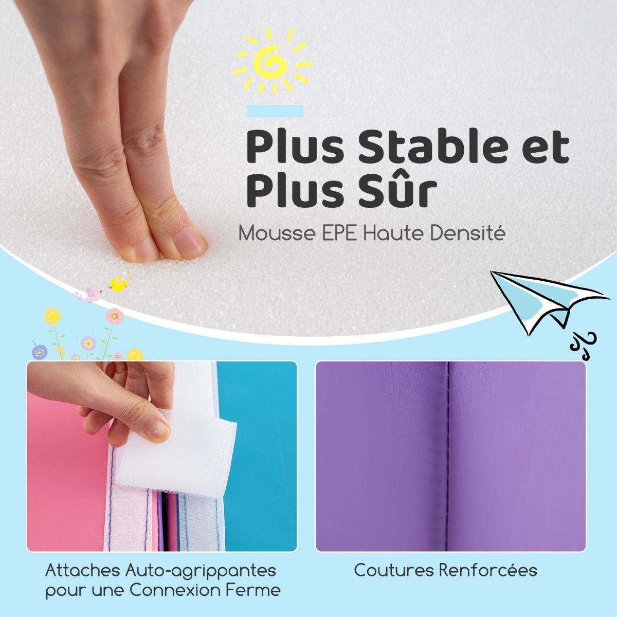 6 Blocs d’Escalade en Mousse Jeu d’Escalade pour Tout-Petits Jeu d’Activité d’Escalade Coloré Tunnel Escaliers et Rampe pour 12+ Mois Coloré/Bleu/Violet -