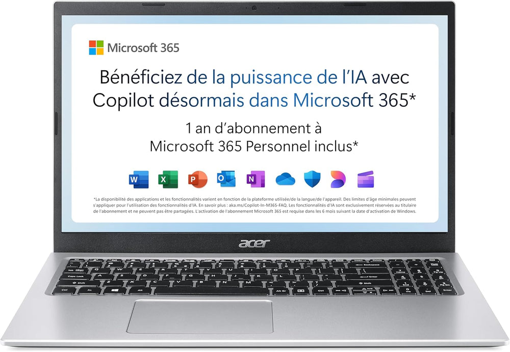 Acer Aspire 1 A115-32-C3AK Ordinateur Portable 15 6'' Full HD (Intel Celeron N4500 RAM 4 Go 128 Go eMMC Intel UHD Graphics Windows 11) Clavier AZERTY Gris Microsoft 365 Personnel 12 Mois Inclus