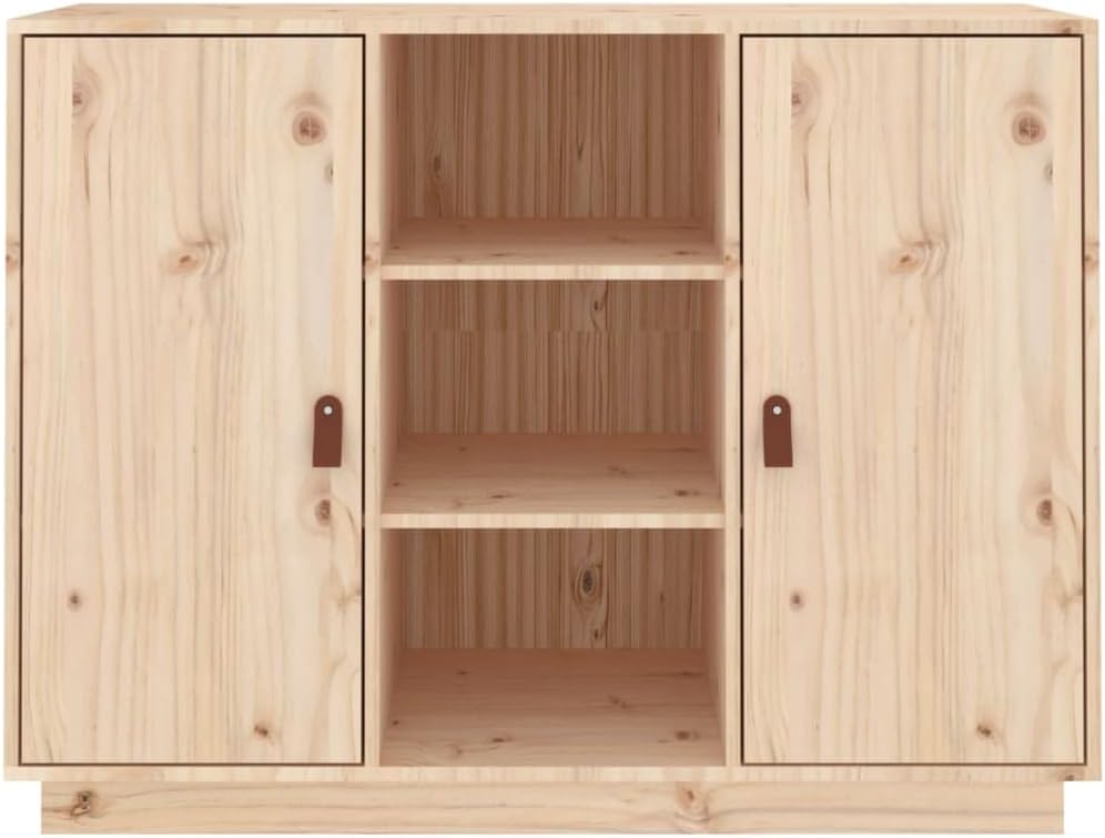 vidaXL Buffet, Armoire Latérale avec Compartiment, Placard avec Porte, Meuble de Rangement Salon Salle de Séjour, Moderne, Marron Bois Massif de Pin
