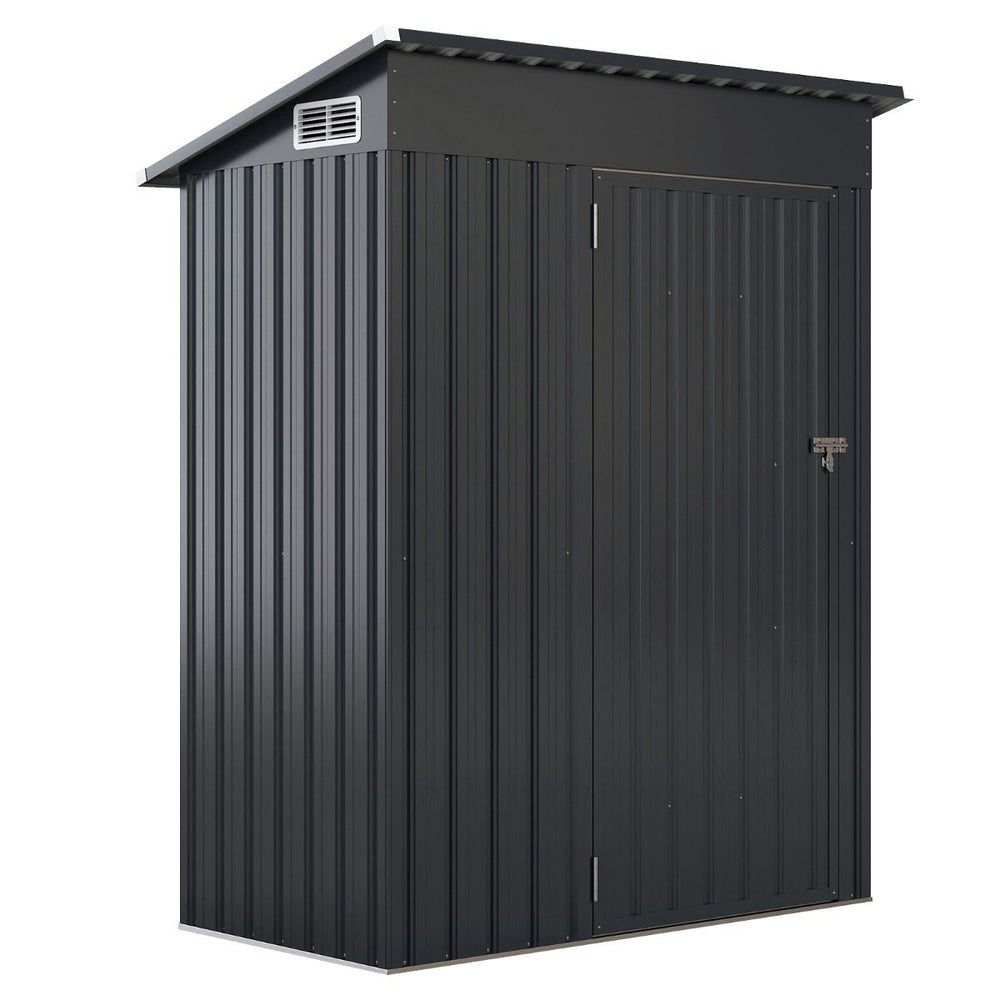 Abri de Rangement Toutes Saisons Abri  Outils Utilitaire avec Toit en Pente Porte Ouvrante Arations Cadre en Mtal Galvanis Gris -