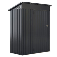 Abri de Rangement Toutes Saisons Abri  Outils Utilitaire avec Toit en Pente Porte Ouvrante Arations Cadre en Mtal Galvanis Gris -
