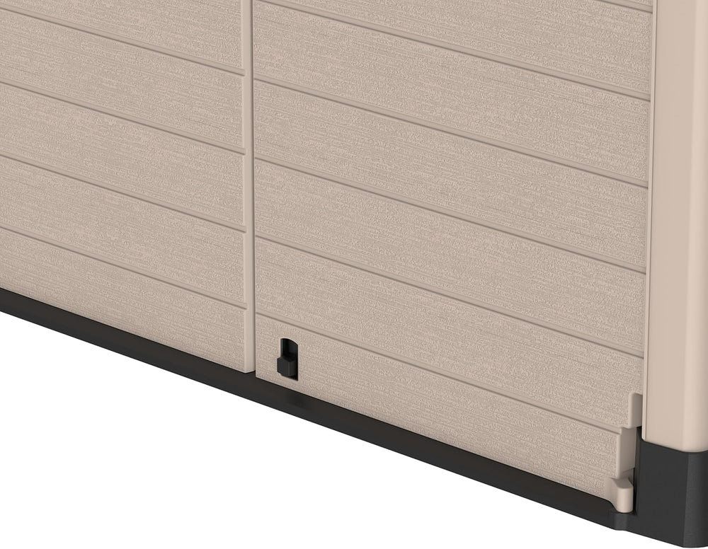 Duramax StoreAway 1200L Plastic Garden Shed/ Flat Lid,Outdoor Storage Shed,Wheelie Bin Hideaways,Wheelie bin box,Durable Construction,Ideal for Bikes,BBQs & 2x 240L Bins,145x85x125 cm,Brown