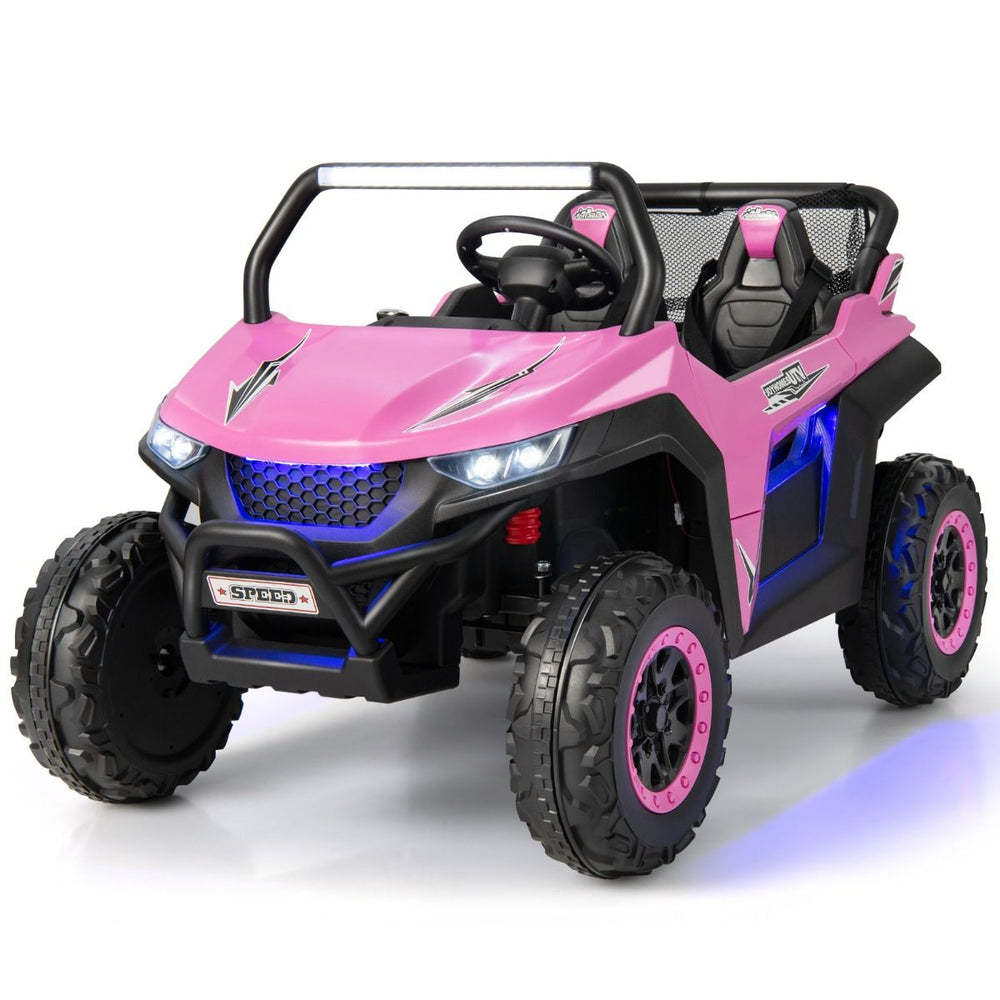 Voiture électrique Enfant 12 V Télécommande pour 3-8 Ans 2 Vitesses Ressort de Suspension Charge 59KG 118x74x71CM Noir/Rose/Rouge -