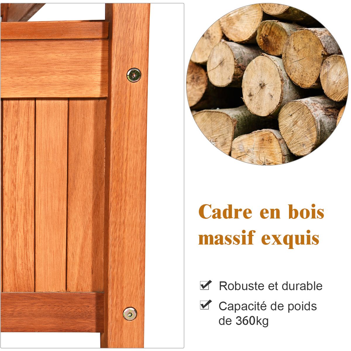 Banc de Jardin 2 Places 107 x 59 x 90 CM en Bois d'Acacia avec Compartiment de Rangement pour Jardin Terrasse Balcon -