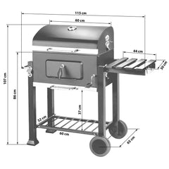 Barbecue  charbon de bois 3 en 1 avec thermomtre avec grille  hauteur rglable noir 1508003 -