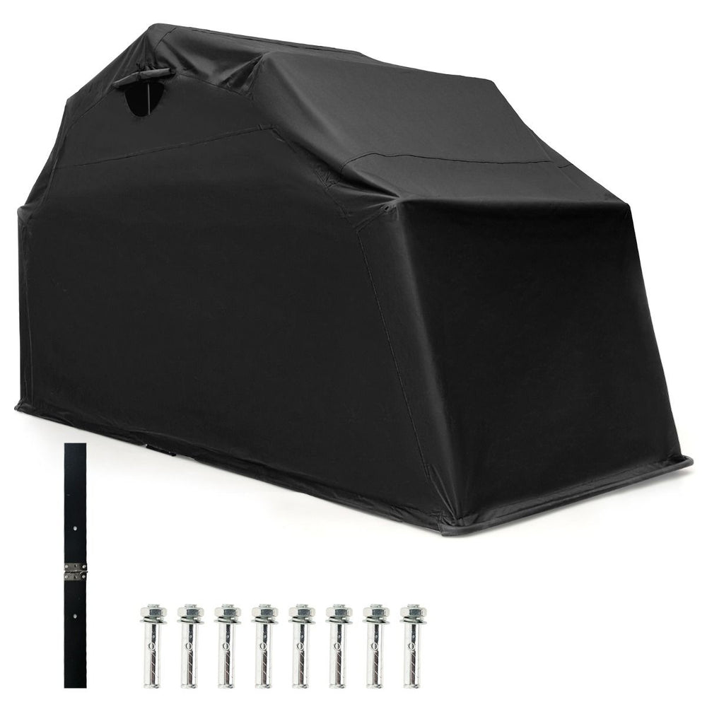 Abri de Moto Extérieur Tente Moto avec Housse en Tissu Oxford Fenêtres en Maille Enroulables Housse Moto Exterieur Étanche pour Moto Vélos Outils Noir -