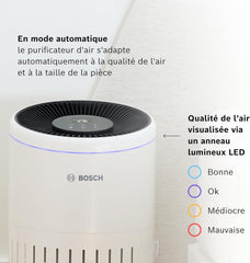 Bosch Air 4000 - Purificateur d'air - Pour les pièces jusqu'à 62,5 m² - Filtre efficacement plus de 99% des polluants - Un capteur intelligent, modes auto et silence (< 25 dB(A)) - CADR : 300 m³/h