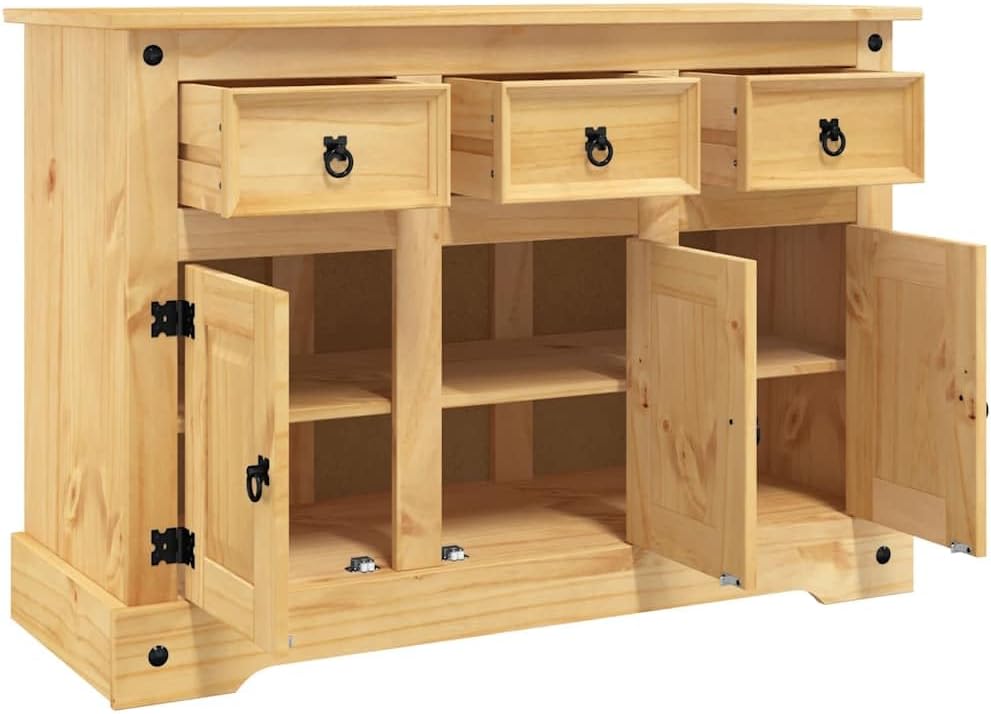 vidaXL Buffet Corona Marron 112x44x78 cm Bois Massif pin Mexicain, Meuble de Rangement, Meuble de Rangement de Cuisine, Meuble de Rangement de Salon