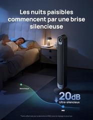 Dreo Ventilateur Colonne Silencieux, Puissant Vitesse 7,92 m/s, Ventilateurs Tour de 106cm avec Télécommande, 6 Vitesses, 4 Modes, Minuterie 12H, Oscillant à 90° pour Grande Chambre