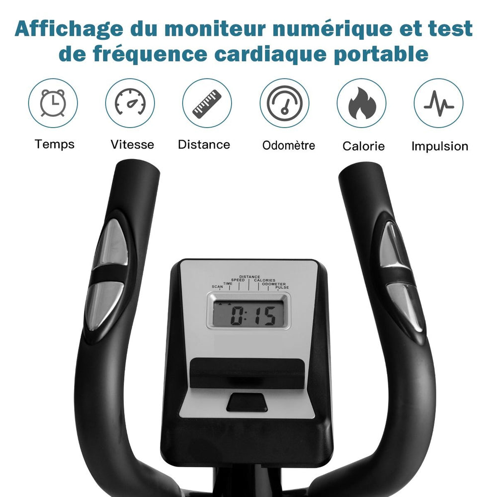 Vlo Elliptique avec 8 Niveaux de Rsistance-Masse d'Inertie 2 kg Pouls  la Main Affichage LCD -