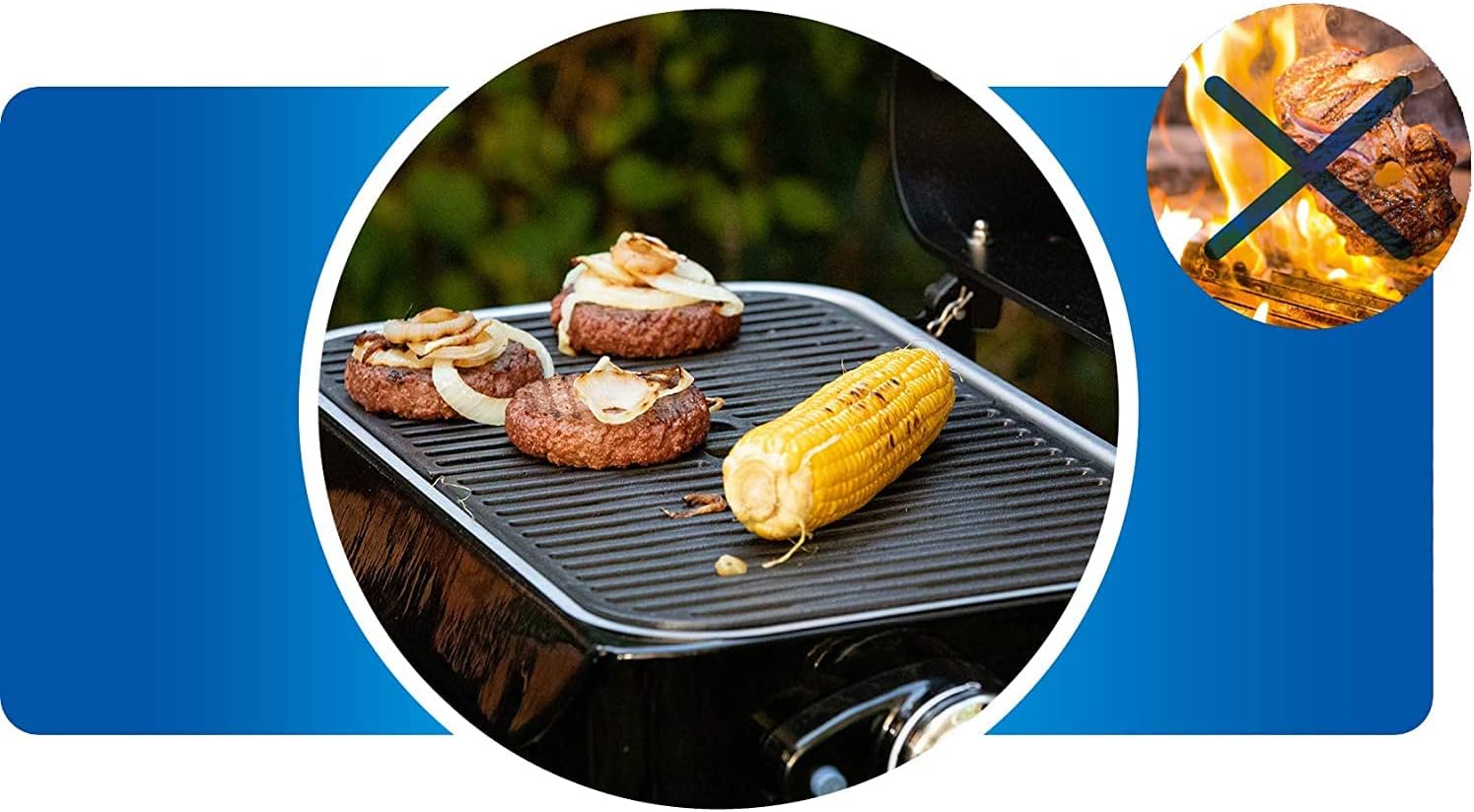 Attitude2go,Barbecue de Table à Faible fumée,BBQ Portable,à Couvercle,thermomètre,et Grille en Fonte,Alimentation : Cartouche de gaz CV 470 Plus,Gris