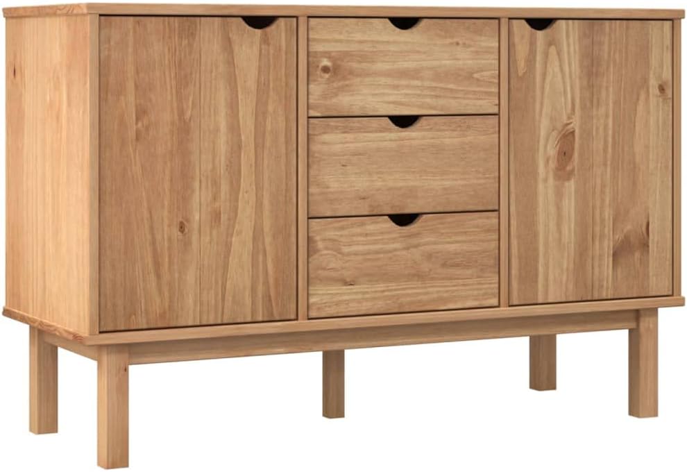 vidaXL Buffet Armoire Latérale Armoire de Rangement Organisateur de Maison Meuble de Salle de Séjour Intérieur 113,5x43x73 cm Bois Massif de Pin