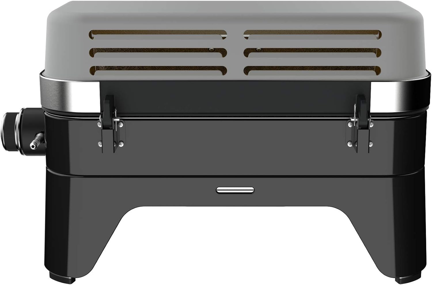Attitude2go,Barbecue de Table  Faible fume,BBQ Portable, Couvercle,thermomtre,et Grille en Fonte,Alimentation : Cartouche de gaz CV 470 Plus,Gris