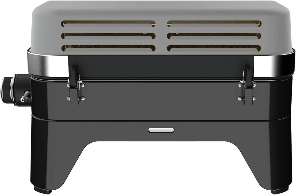 Attitude2go,Barbecue de Table  Faible fume,BBQ Portable, Couvercle,thermomtre,et Grille en Fonte,Alimentation : Cartouche de gaz CV 470 Plus,Gris