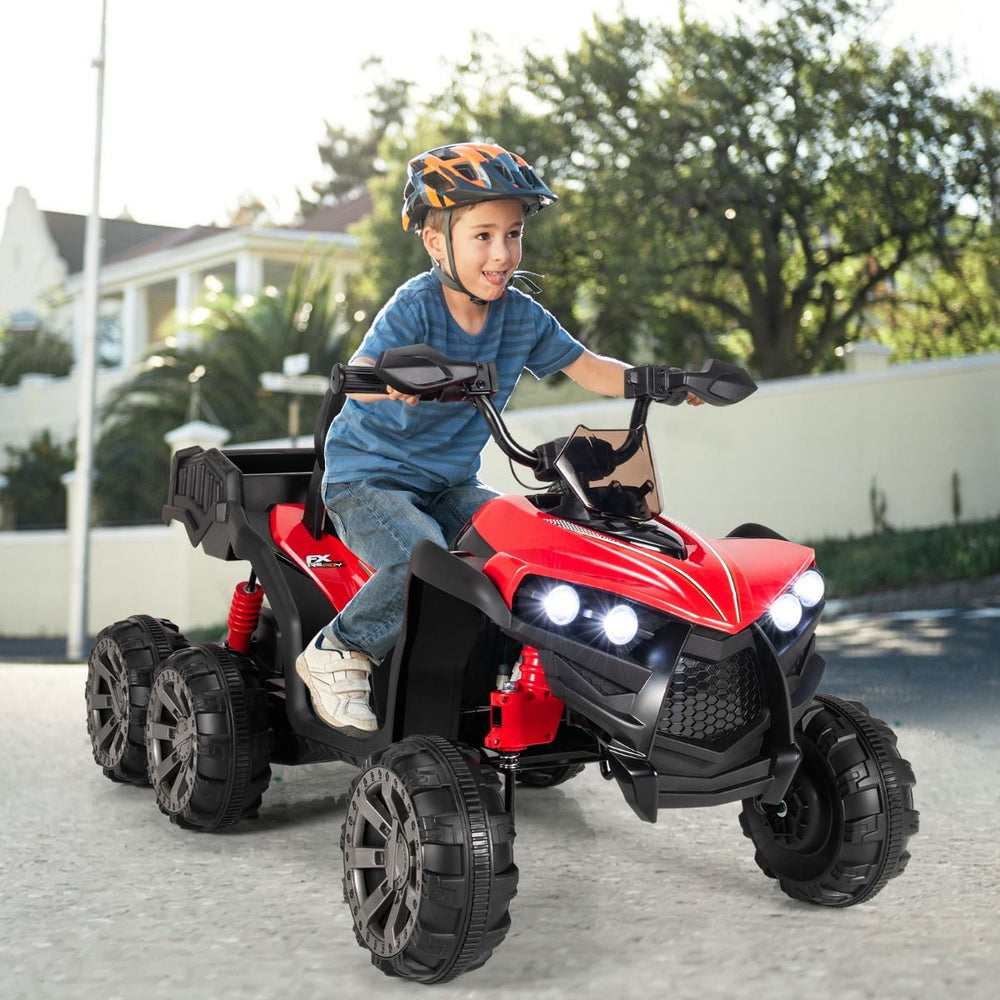 12V Quad Electrique Enfants avec Lumires LED et Musique Vhicule Electrique Enfants avec Dmarrage Lent Charge 30kg 129 x 69 x 72 cm Noir/Rouge -