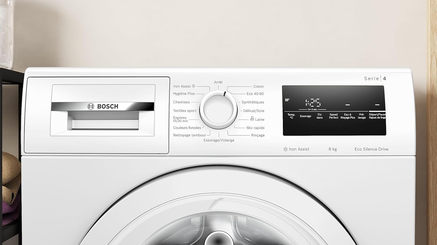 Bosch WAN28258FR, Série 4, Lave linge hublot, 8 kg, 1400 trs/min, Blanc