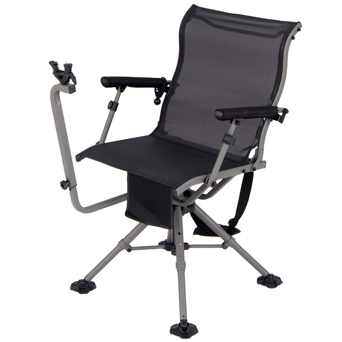 Chaise de Chasse Portable Chaise de Tir avec Siège de Pliable Réglables Rotation à 360° Support de Fusil Réglable Charge 150 kg Noir -
