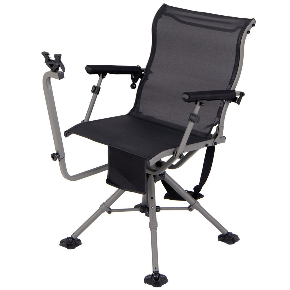 Chaise de Chasse Portable Chaise de Tir avec Siège de Pliable Réglables Rotation à 360° Support de Fusil Réglable Charge 150 kg Noir -