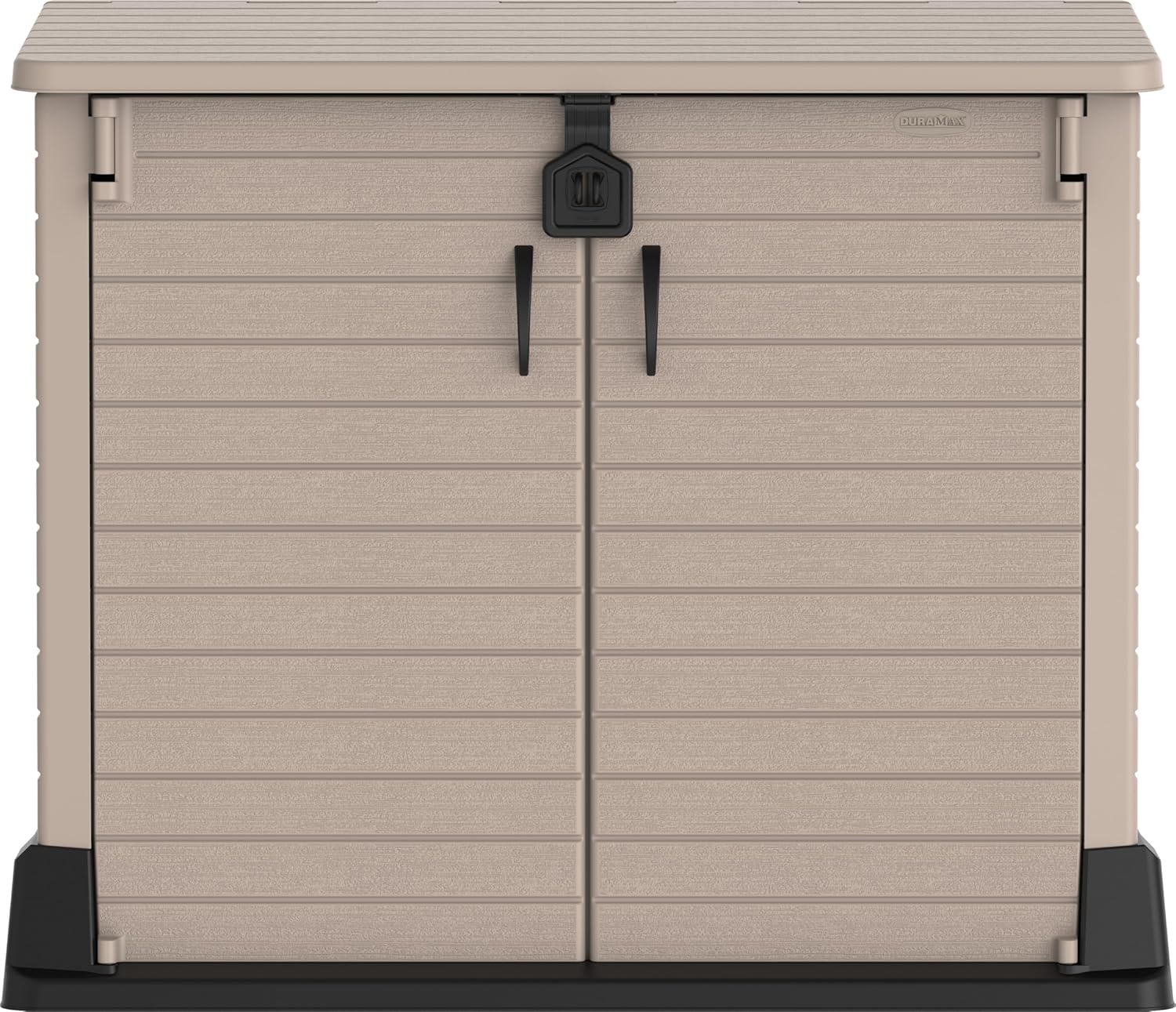 Duramax StoreAway 1200L Plastic Garden Shed/ Flat Lid,Outdoor Storage Shed,Wheelie Bin Hideaways,Wheelie bin box,Durable Construction,Ideal for Bikes,BBQs & 2x 240L Bins,145x85x125 cm,Brown