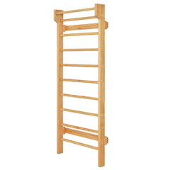 Espalier Mural Espalier de Gymnastique Capacité 150 kg Diamètre Barre 3,3 cm en Bois de Pin 195x80x14cm Naturel -