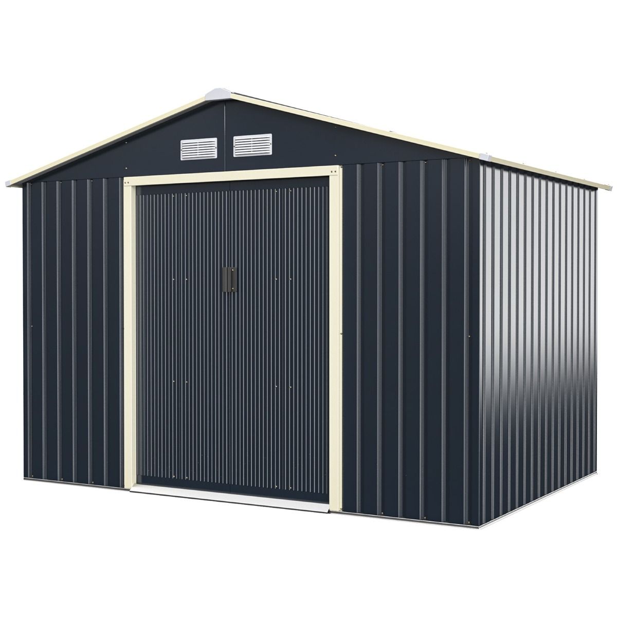 Abri de Jardin en Mtal 5,29 銕77 x 191 x 202 cm avec 2 Portes Coulissantes Verrouillables 4 Trous d橝ration Gris pour Vlo -