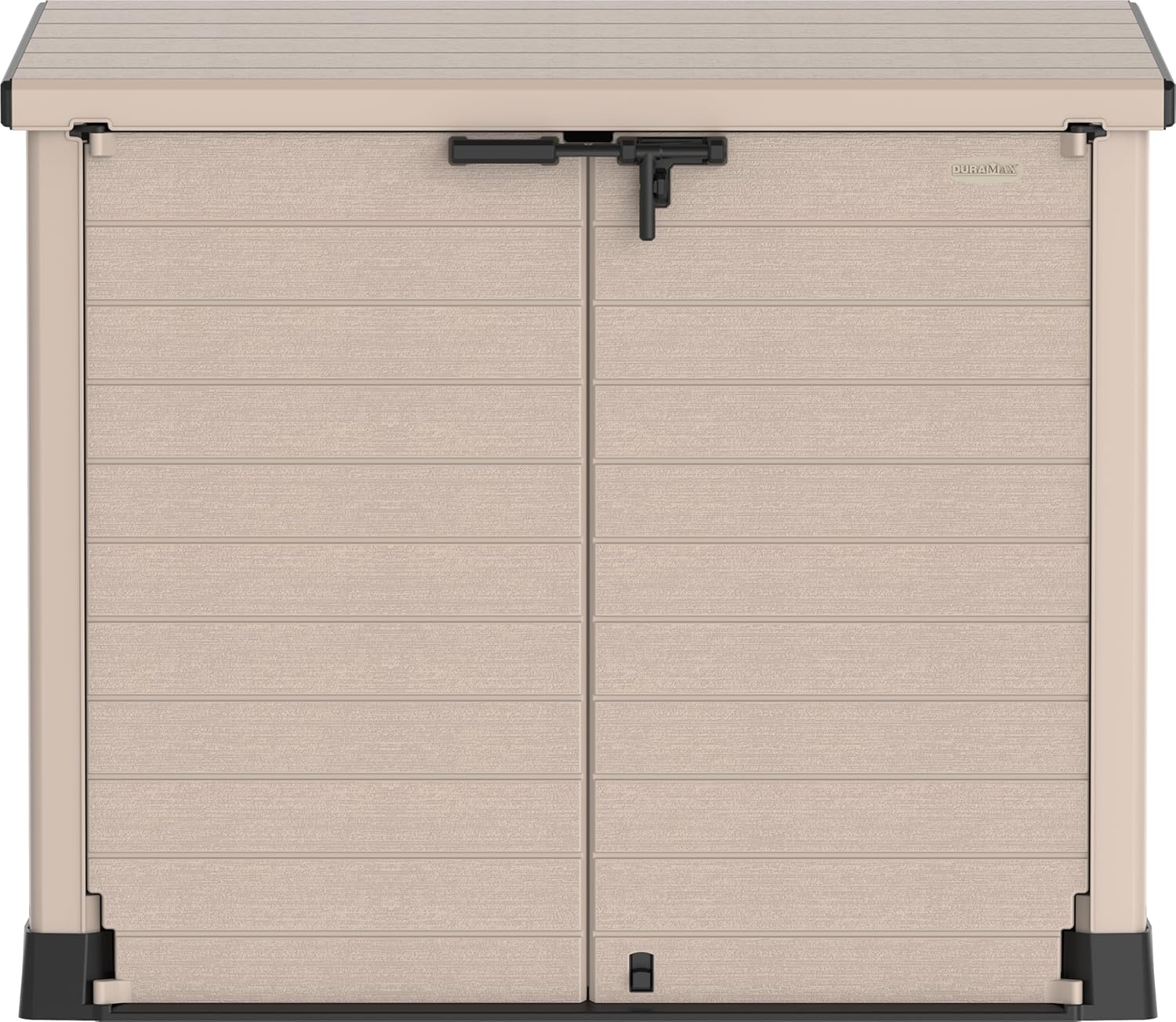 Duramax StoreAway 1200L Plastic Garden Shed/ Flat Lid,Outdoor Storage Shed,Wheelie Bin Hideaways,Wheelie bin box,Durable Construction,Ideal for Bikes,BBQs & 2x 240L Bins,145x85x125 cm,Brown