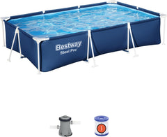 Steel Pro Kit Piscine Hors Sol Rectangulaire 3,00 m X 2,01 m X 66 cm,Bleu