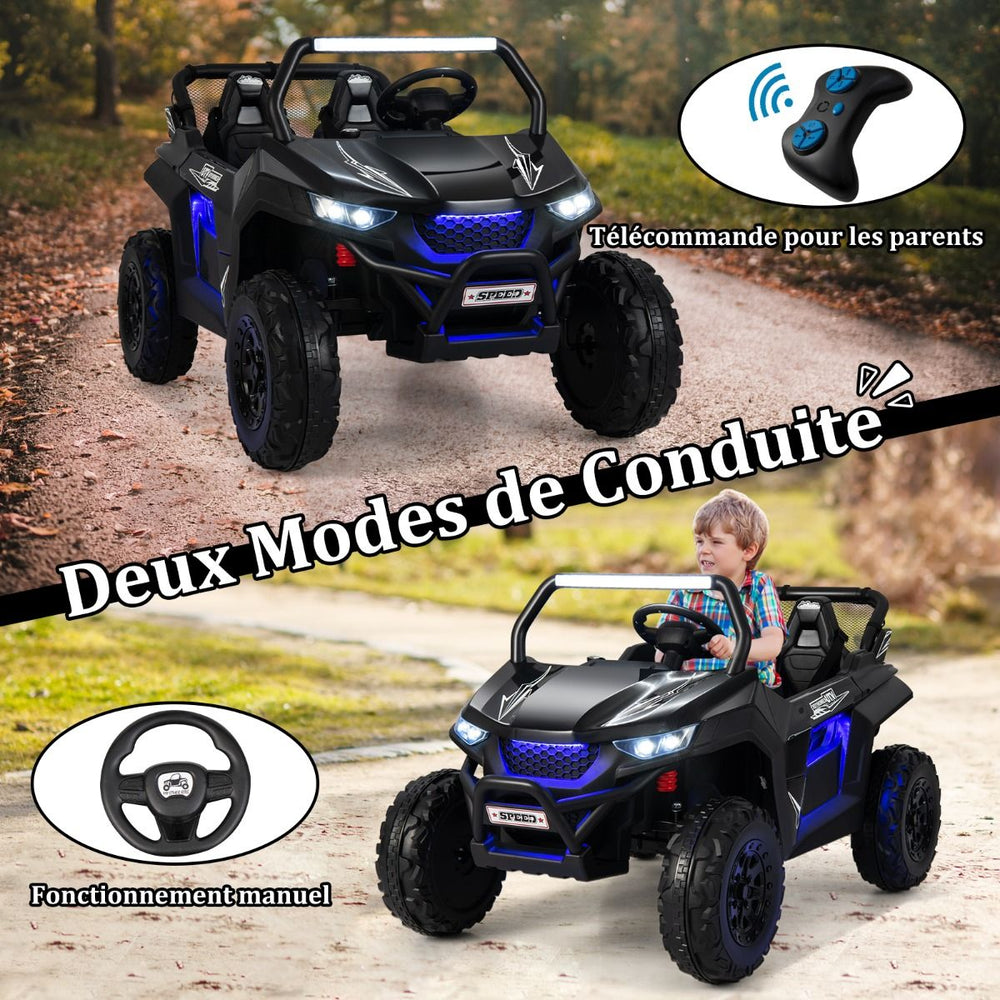 Voiture lectrique Enfant 12 V Tlcommande pour 3-8 Ans 2 Vitesses Ressort de Suspension Charge 59KG 118x74x71CM Noir/Rose/Rouge -