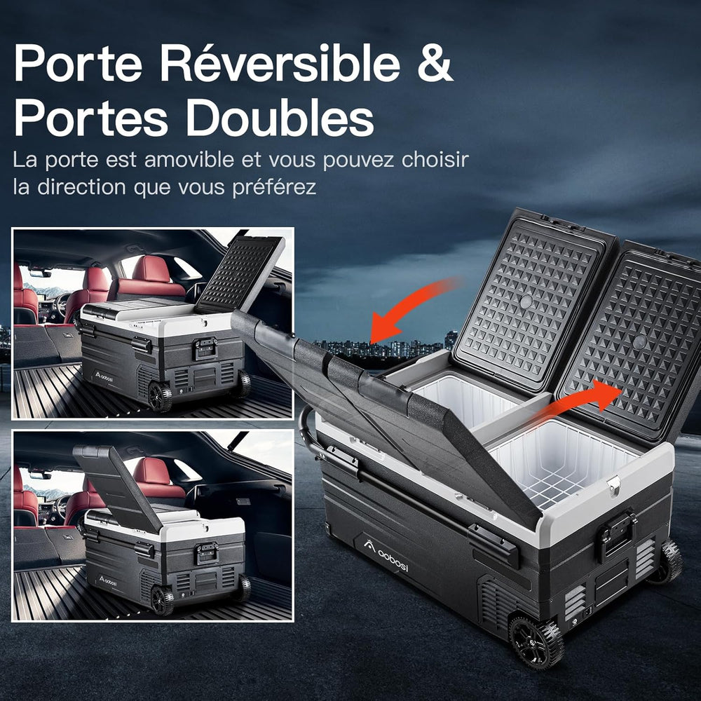 115L Glaciere Electrique Double Zone,Glaciere a Compression WiFi APP,12 V/24 V et 100-240 V Frigo Camping,-20 à 20 pour Voiture,Camion,Bateau,Camping,Car,Caravanes,Voyageant,Maison