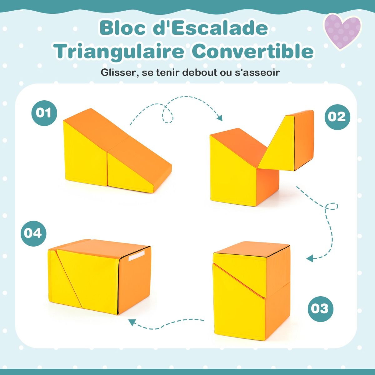 6 Blocs d’Escalade en Mousse Jeu d’Escalade pour Tout-Petits Jeu d’Activité d’Escalade Coloré Tunnel Escaliers et Rampe pour 12+ Mois Coloré/Bleu/Violet -