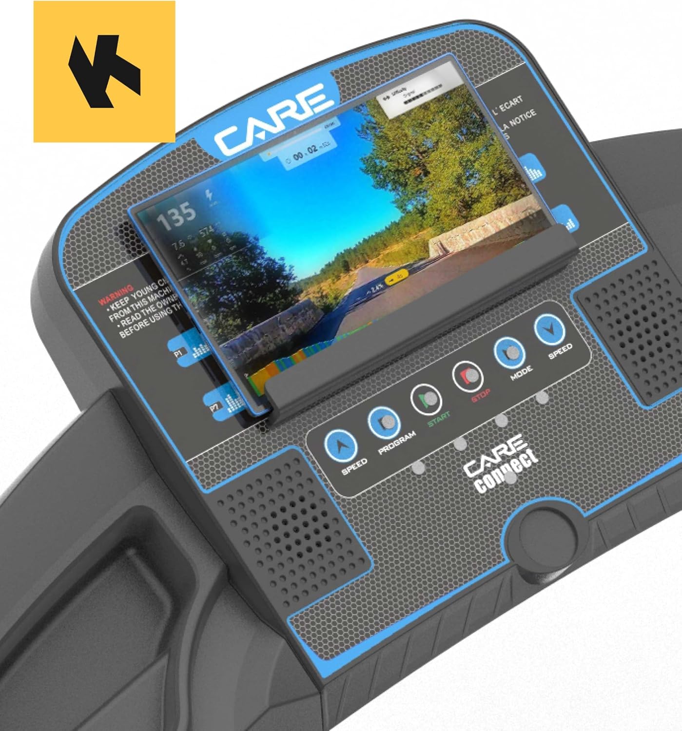 Care Fitness - Tapis de Course connecté -Pliable-Vitesse maximale 14 Km/h- Tapis de Marche Électrique Inclinable et Pliable - 12 programmes d’entraînements -3 inclinaisons