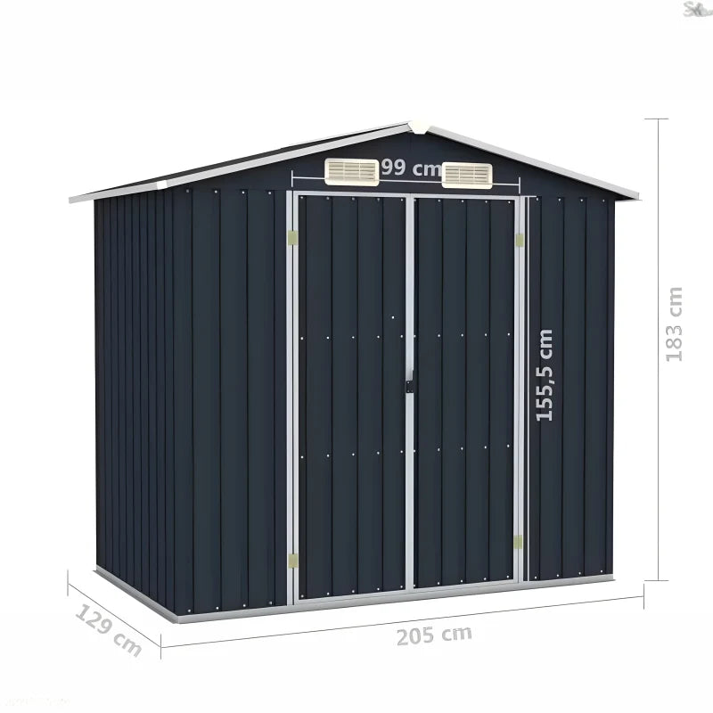 Abris de Jardin Gris Mtal 205 x 183 x 129 cm -