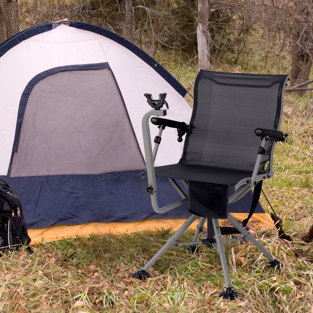 Chaise de Chasse Portable Chaise de Tir avec Sige de Pliable Rglables Rotation  360掳 Support de Fusil Rglable Charge 150 kg Noir -