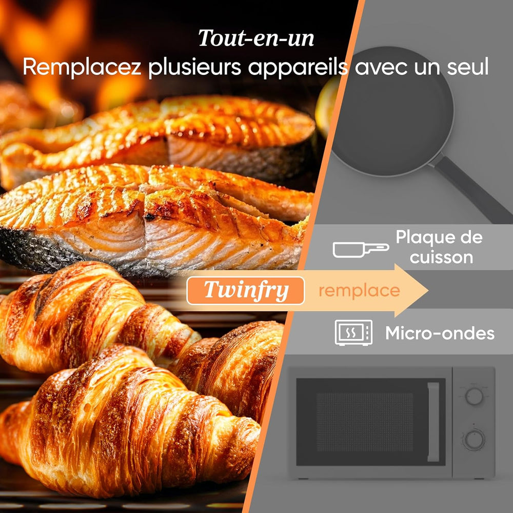 COSORI Air Fryer 10L Twinfry,Dual Zone Avec Sparateur Amovible,Capacit Flexible de 10L,Friteuse sans Huile 6-en-1,35鈩240鈩66% d'nergie en Moins,Livre de Recettes et Application