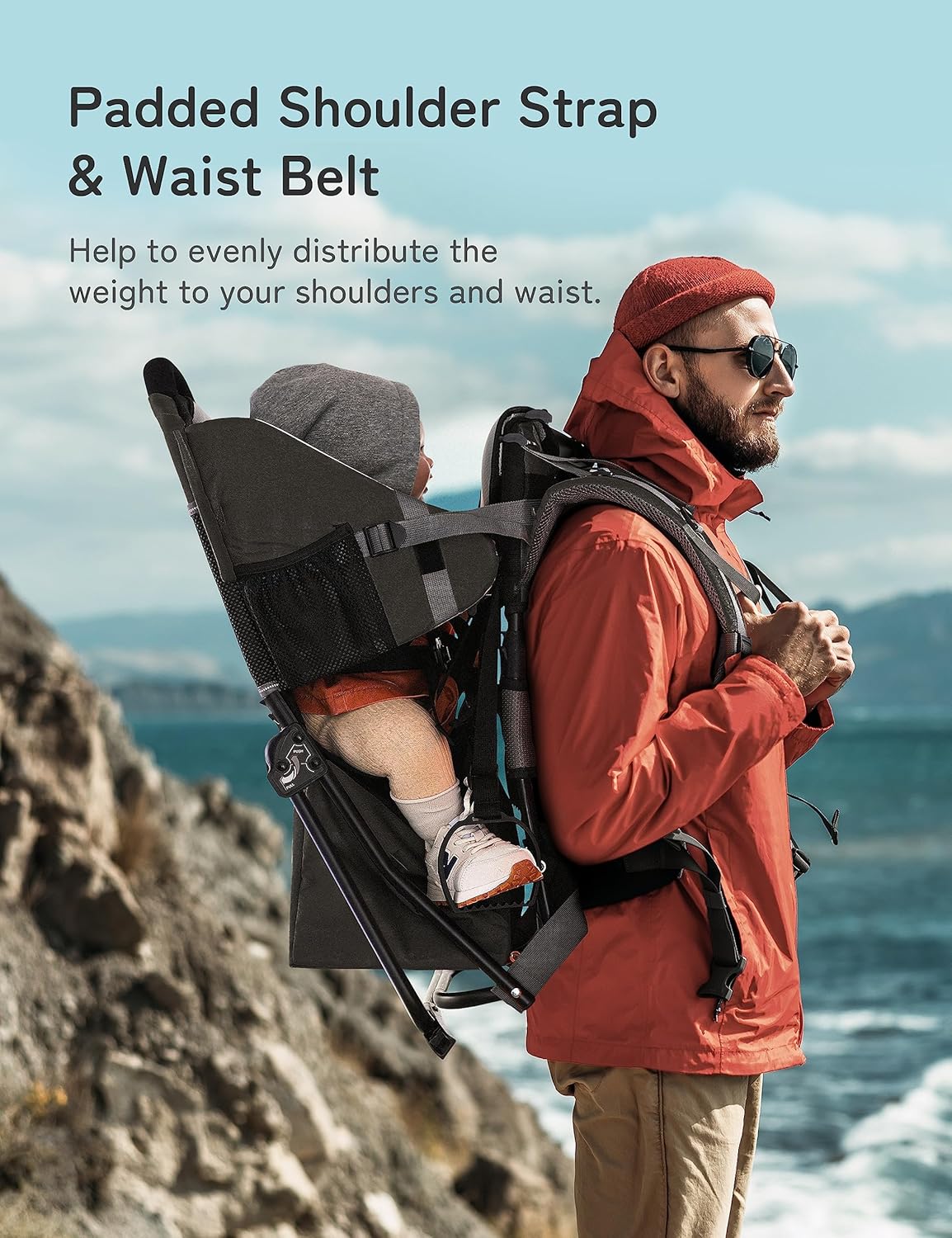 besrey Porte-bébé de randonnée, Sac à dos pour enfant, à usage en extérieur, Pliable - Noir