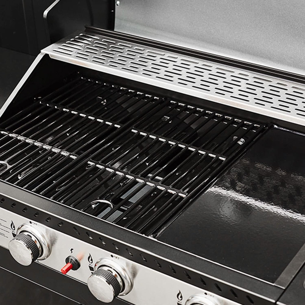 Cook'in Garden Cuisine extérieure modulable FIDGI 3 - Barbecue au gaz 3 brûleurs avec thermomètre Meuble d'appoint desserte et évier