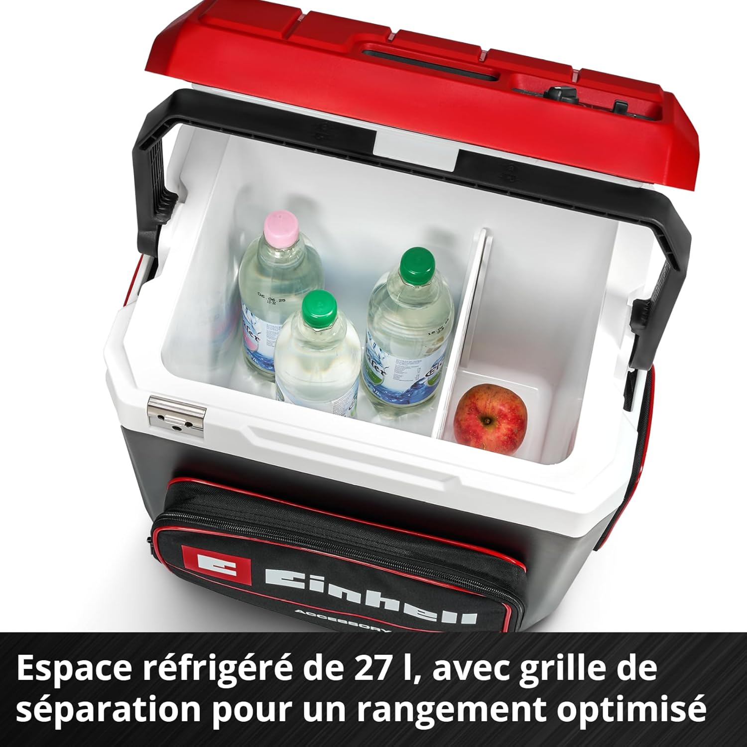 Einhell Glacière portable sans fil TE-COL 18/27 Li-Solo Power X-Change (18 V, 27 l, refroidit et maintient au chaud, mode hybride 12 V pour la voiture et 230 V sur secteur, avec poches, sans batterie)